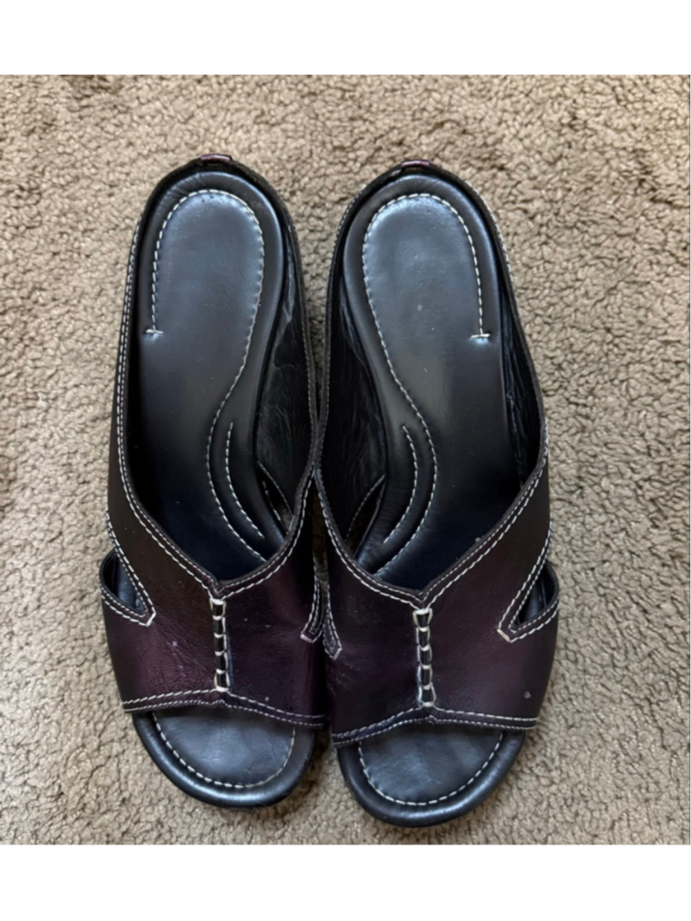 Women's Donald J. Pliner Leather Salina Mules & Clogs in Black and Purple 10